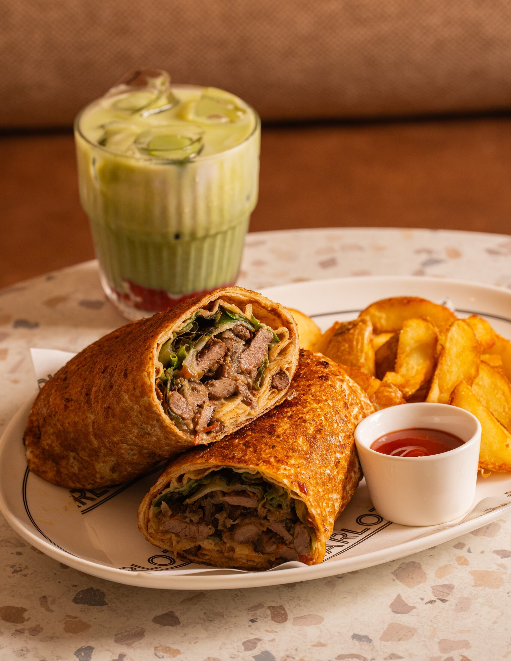 Charlotte kebab wrap served on a plate